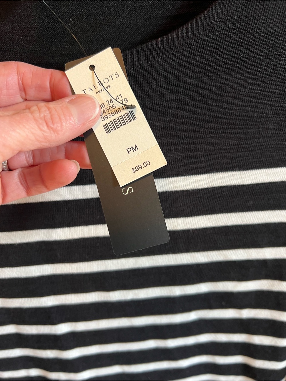 Talbots Black and White Striped with Red Trim Inside Colllar/Cuff - Picture 7 of 8